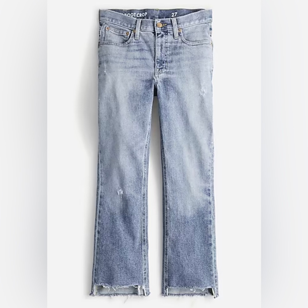 J Crew 9” Mid-Rise Demi-Boot Crop Jean in Clara Wash - never worn